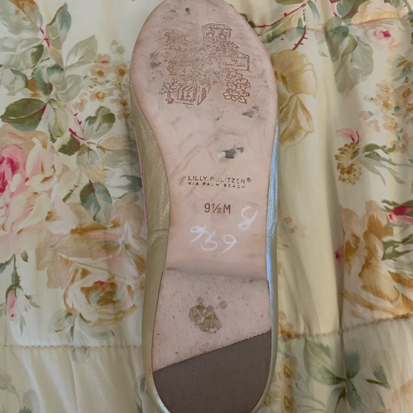 Lilly Pulitzer Via Palm Beach Gold Ballet Flats Size 9.5 - Picture 3 of 5